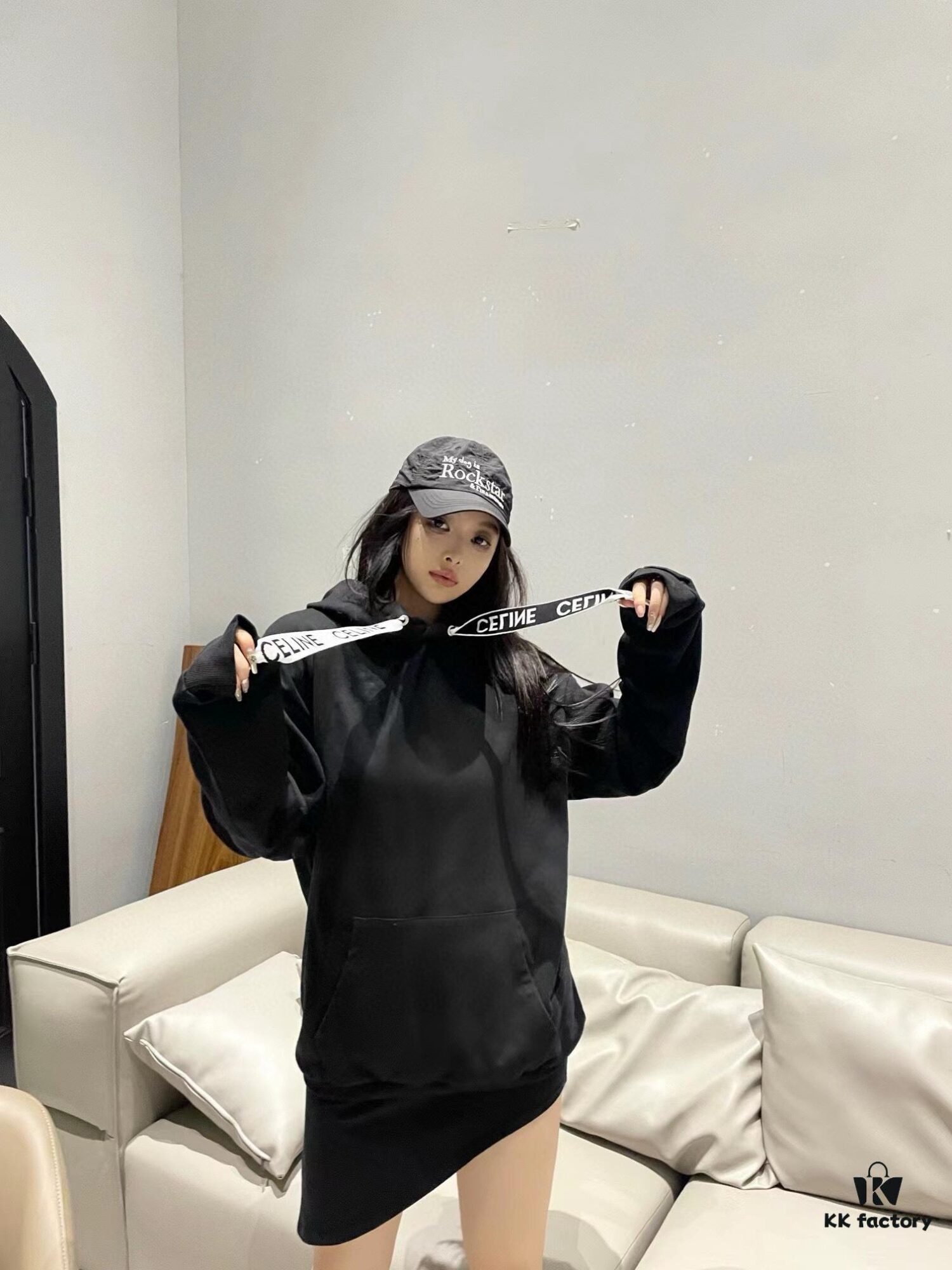 CELINE Letter Tape Drawstring Hoodie