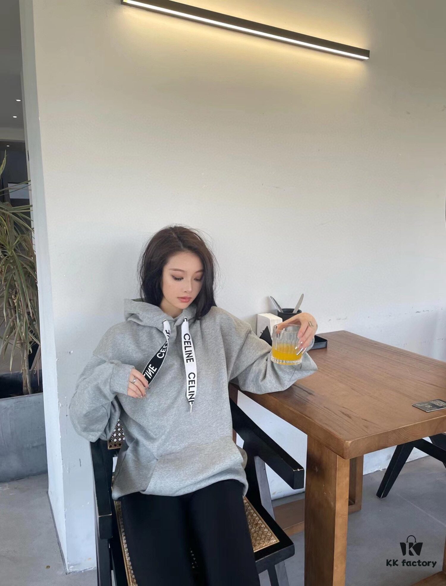 CELINE Letter Tape Drawstring Hoodie