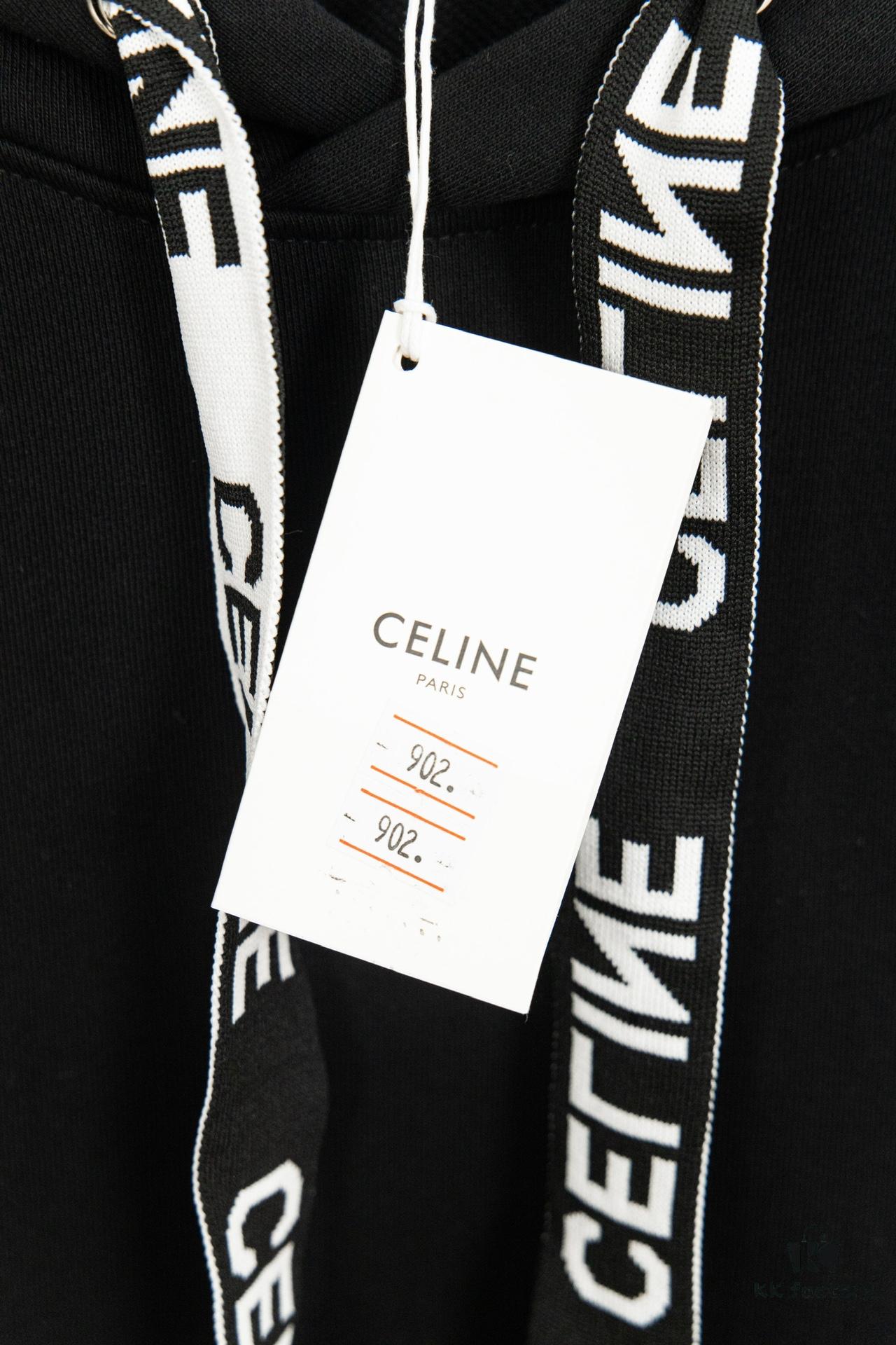 CELINE Letter Tape Drawstring Hoodie