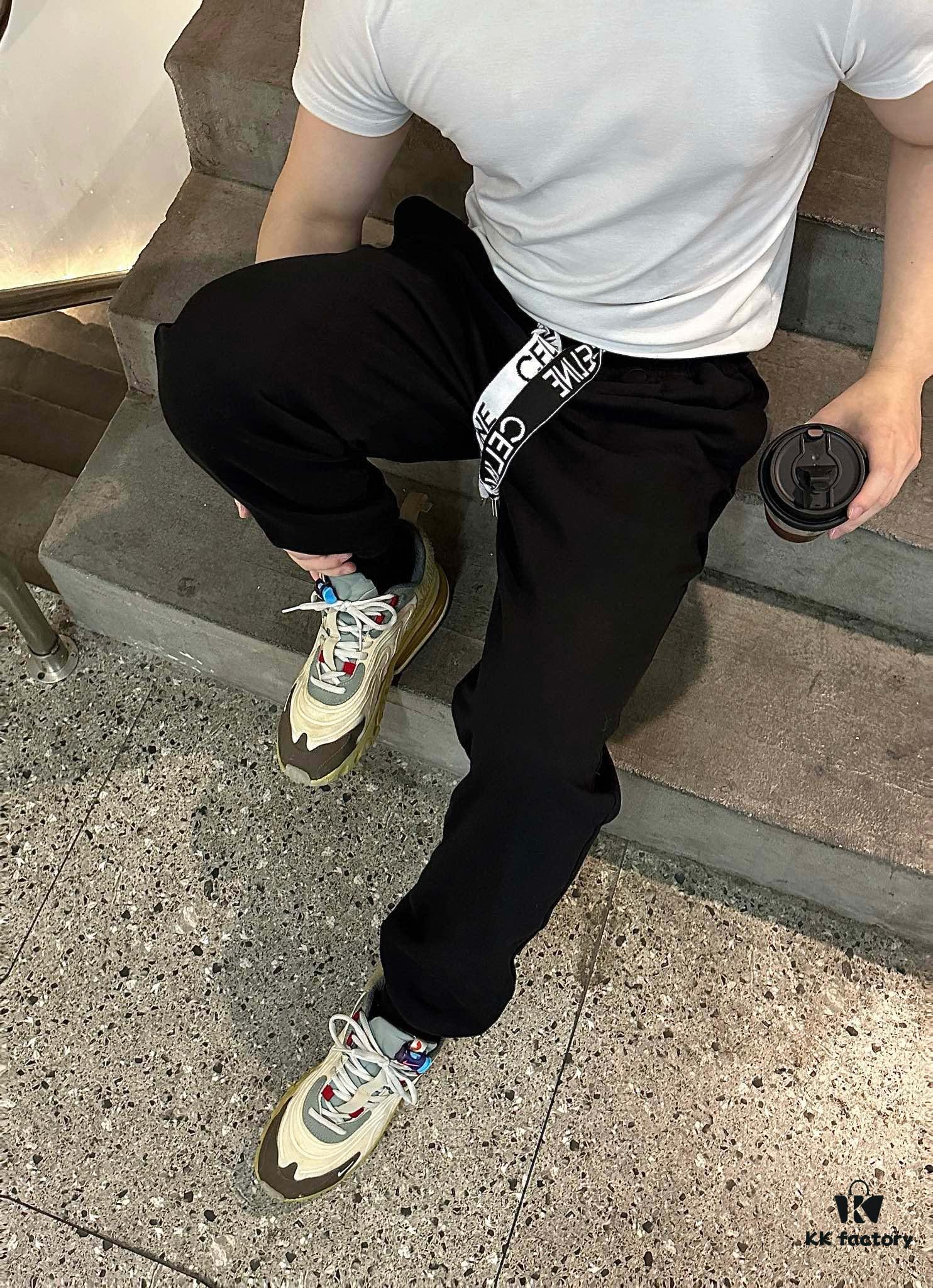 CELINE Klein Blue Letter Logo Sporty Casual Pants