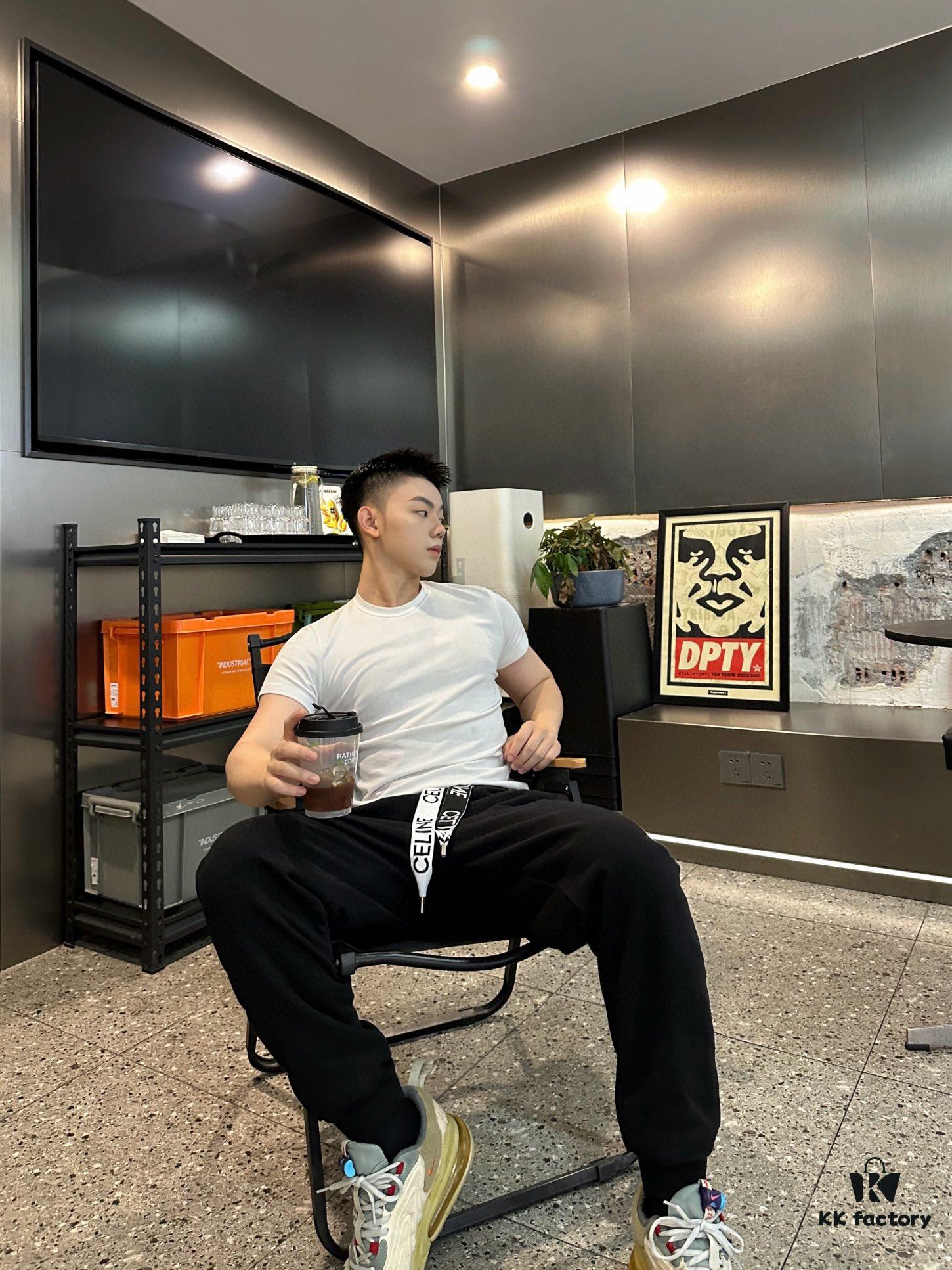 CELINE Klein Blue Letter Logo Sporty Casual Pants