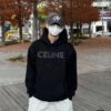 Celine 23SS Rhinestone Letter Embellished Hoodie Unisex High-End Version