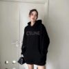 Celine 23SS Rhinestone Letter Embellished Hoodie Unisex High-End Version