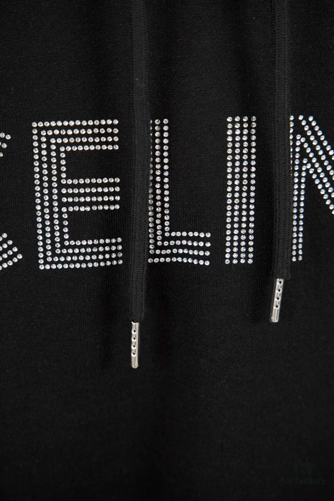 Celine 23SS Rhinestone Letter Embellished Hoodie Unisex High-End Version