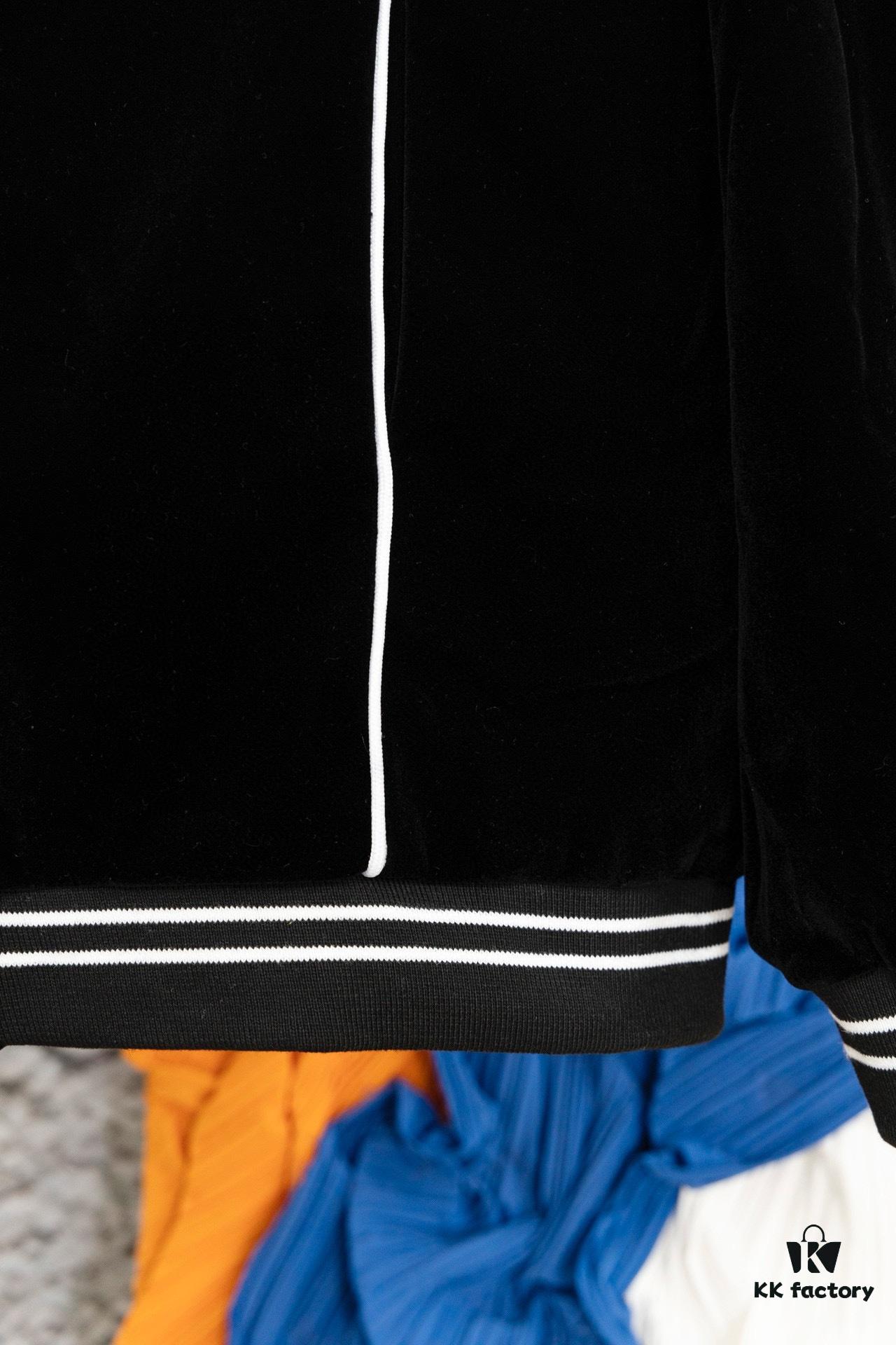 CELINE Y007 Black Velvet Jacket with Archival Motif, Spring/Autumn 2022 New Arrival