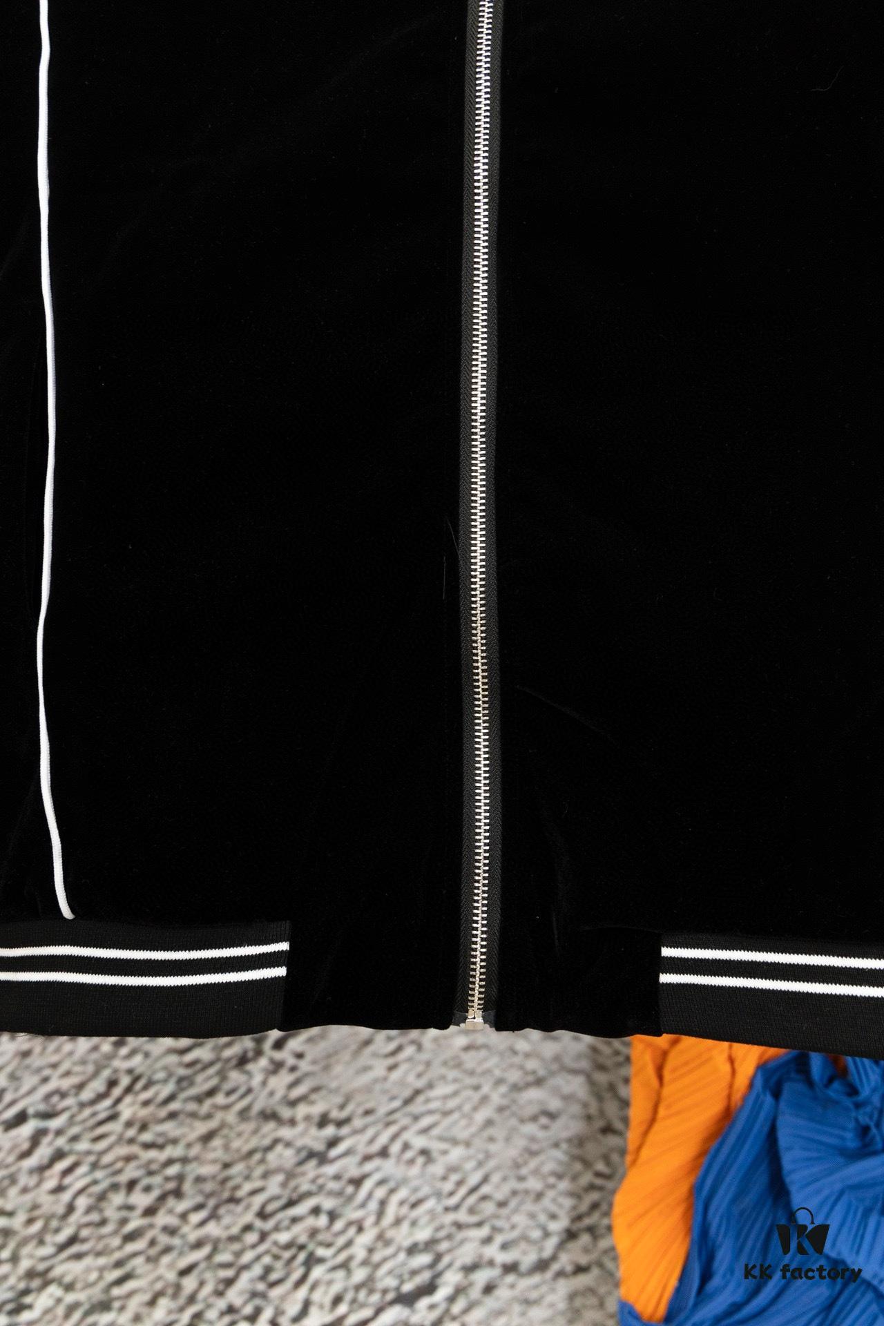 CELINE Y007 Black Velvet Jacket with Archival Motif, Spring/Autumn 2022 New Arrival