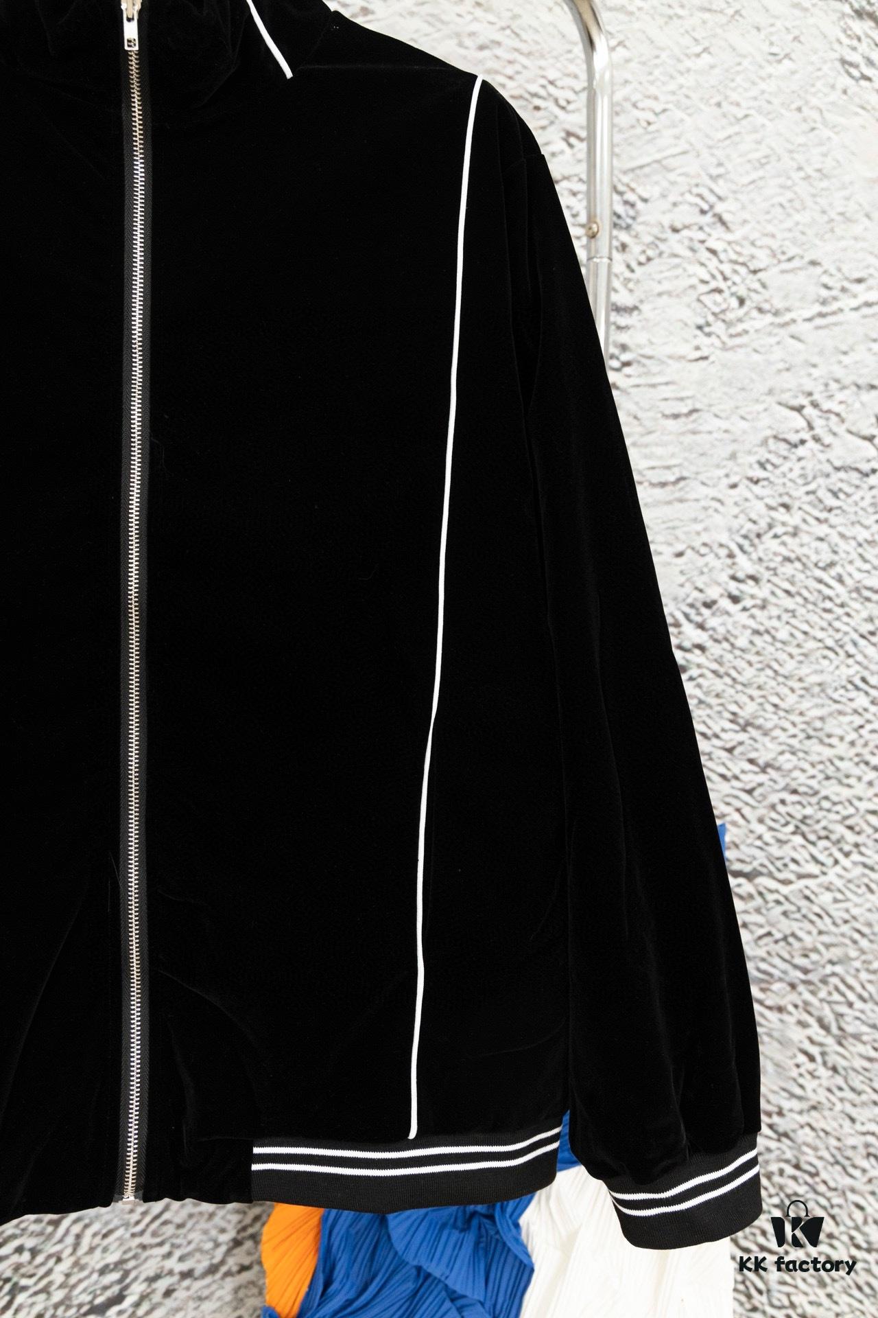 CELINE Y007 Black Velvet Jacket with Archival Motif, Spring/Autumn 2022 New Arrival