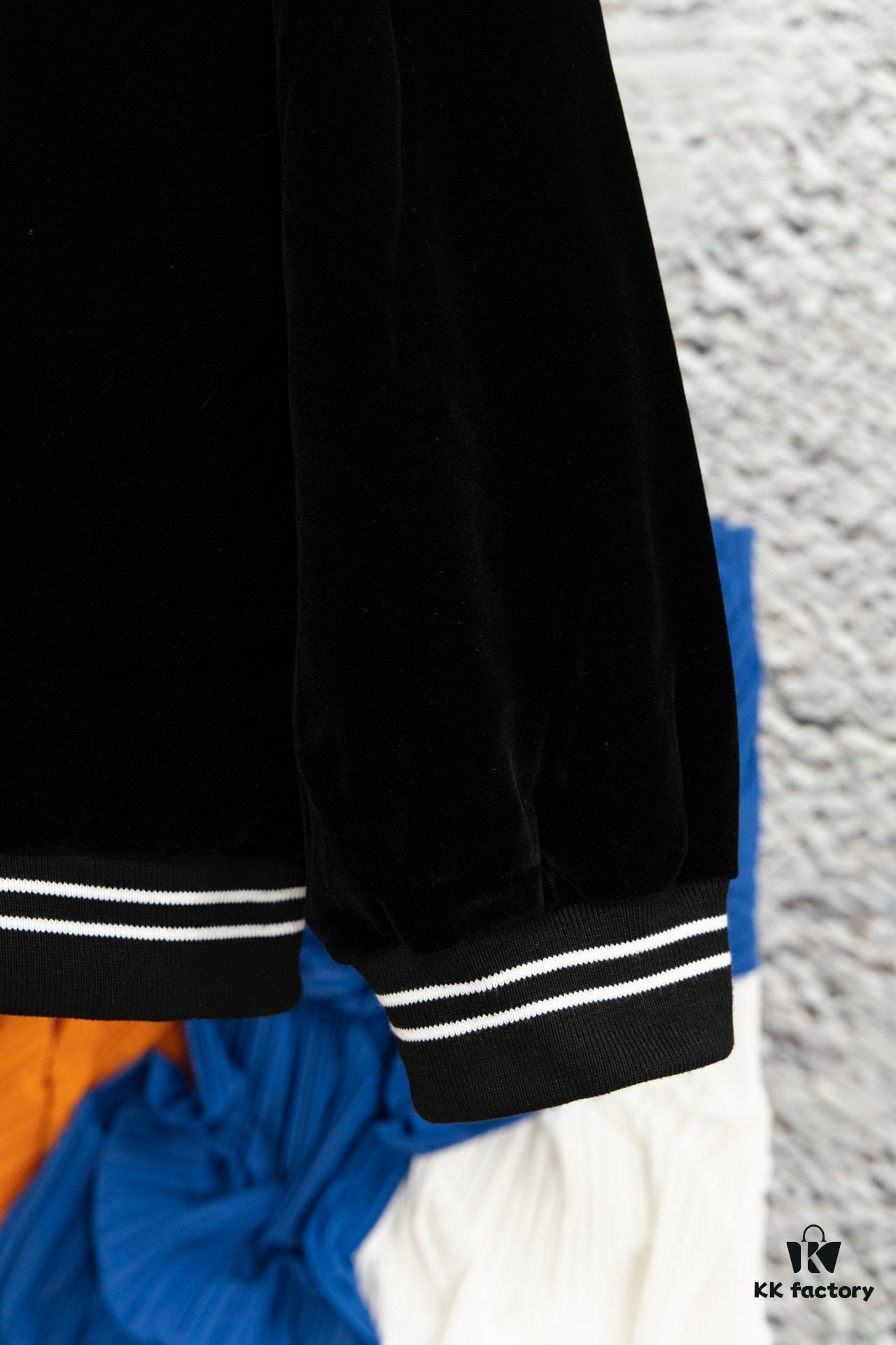 CELINE Y007 Black Velvet Jacket with Archival Motif, Spring/Autumn 2022 New Arrival