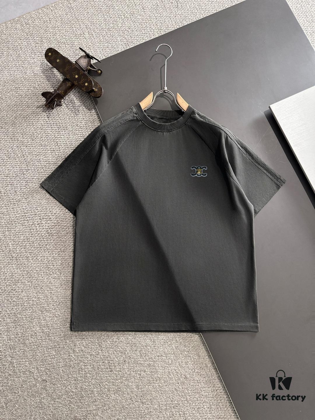 High-Quality Celine 2025 Spring/Summer New Men's Tie-Dye Washed Short-Sleeve T-Shirt