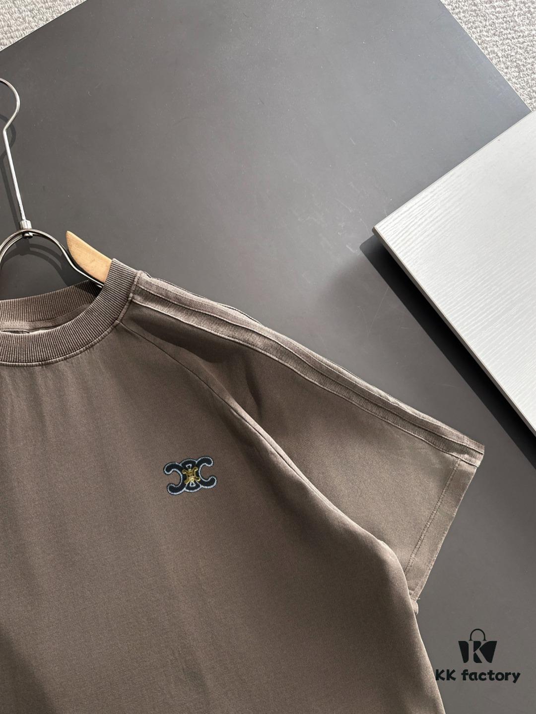 High-Quality Celine 2025 Spring/Summer New Men's Tie-Dye Washed Short-Sleeve T-Shirt