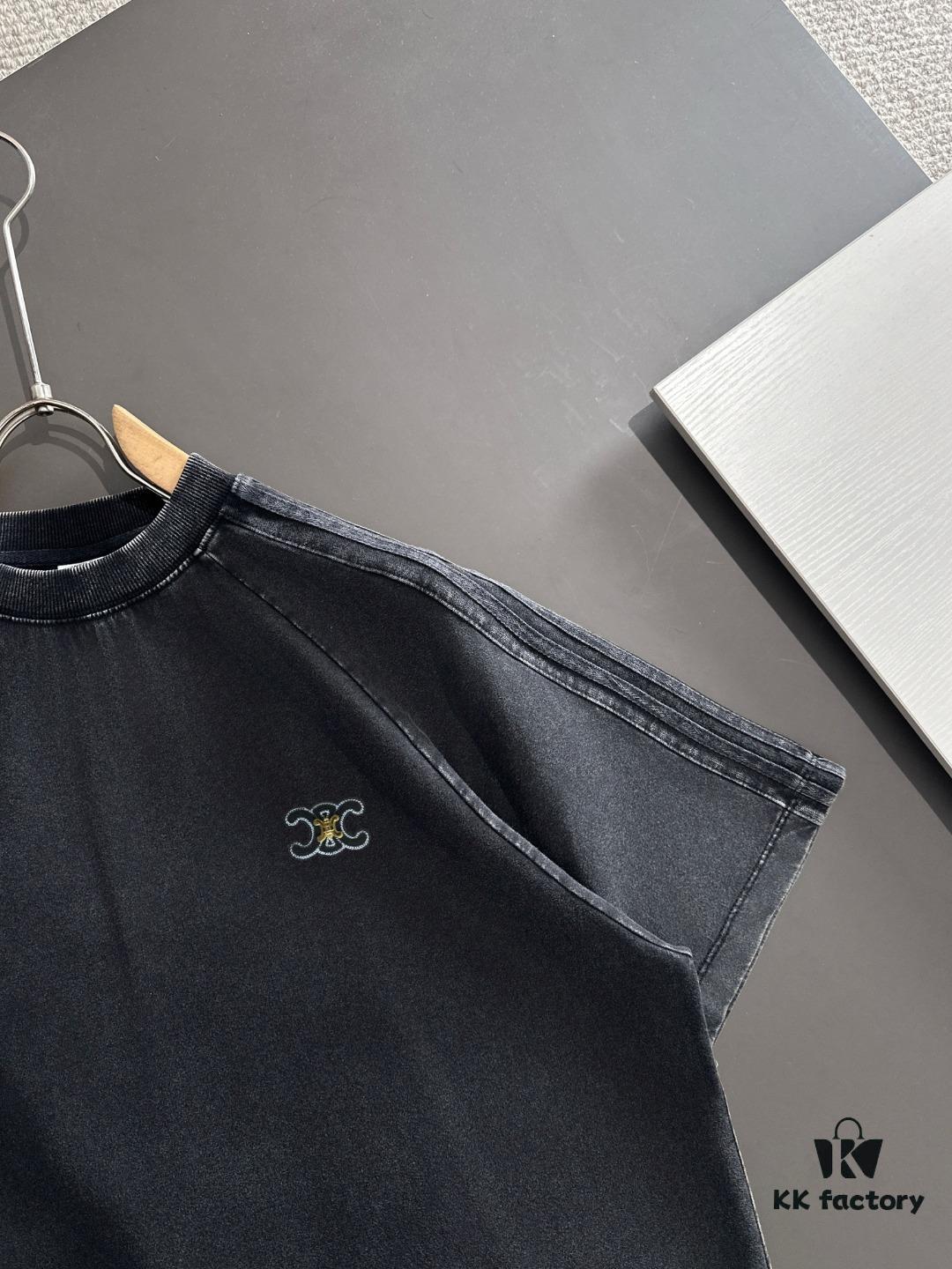 High-Quality Celine 2025 Spring/Summer New Men's Tie-Dye Washed Short-Sleeve T-Shirt