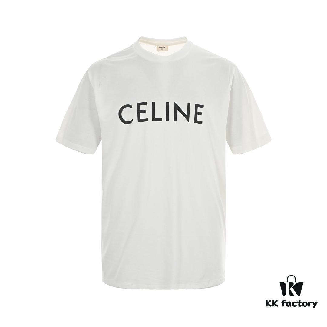 Celine Basic Logo Print Short-Sleeve T-Shirt