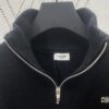 Celine 24SS Autumn-Winter New Embroidered Knitwear, Featuring Bulked Wool Blend for Soft, Comfortable Skin-Feel with Signature Triumph Arch Embroidery on Front Chest, Half-Zip Design Exudes Refined Dynamism and Effortless Elegance, Perfect for Relaxed, Comfortable Layering – Unisex Style
