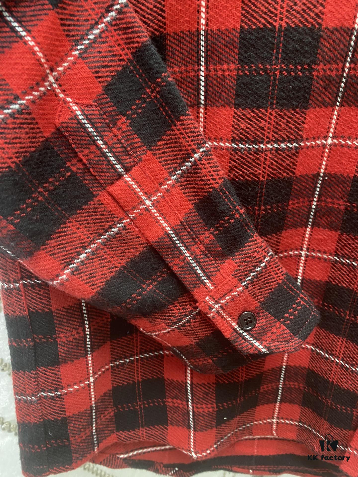 Celine 24SS Autumn New Checkered Shirt with Logo Embroidery, Unisex