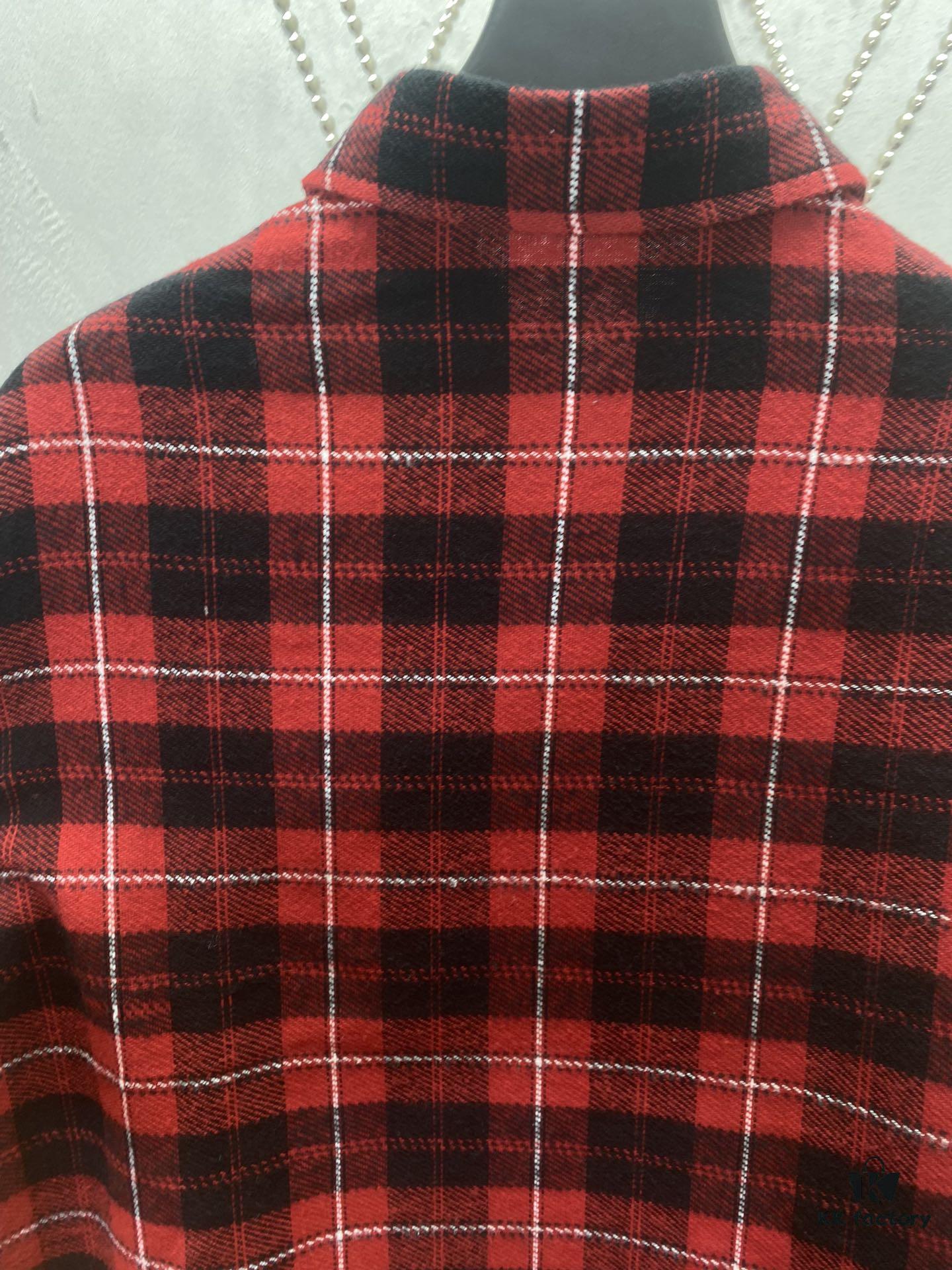 Celine 24SS Autumn New Checkered Shirt with Logo Embroidery, Unisex