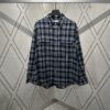 Celine 25SS New Checkered Collar Loose Long-Sleeve Shirt Navy Blue