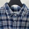 Celine 25SS New Checkered Collar Loose Long-Sleeve Shirt Navy Blue