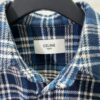 Celine 25SS New Checkered Collar Loose Long-Sleeve Shirt Navy Blue