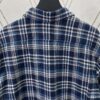 Celine 25SS New Checkered Collar Loose Long-Sleeve Shirt Navy Blue