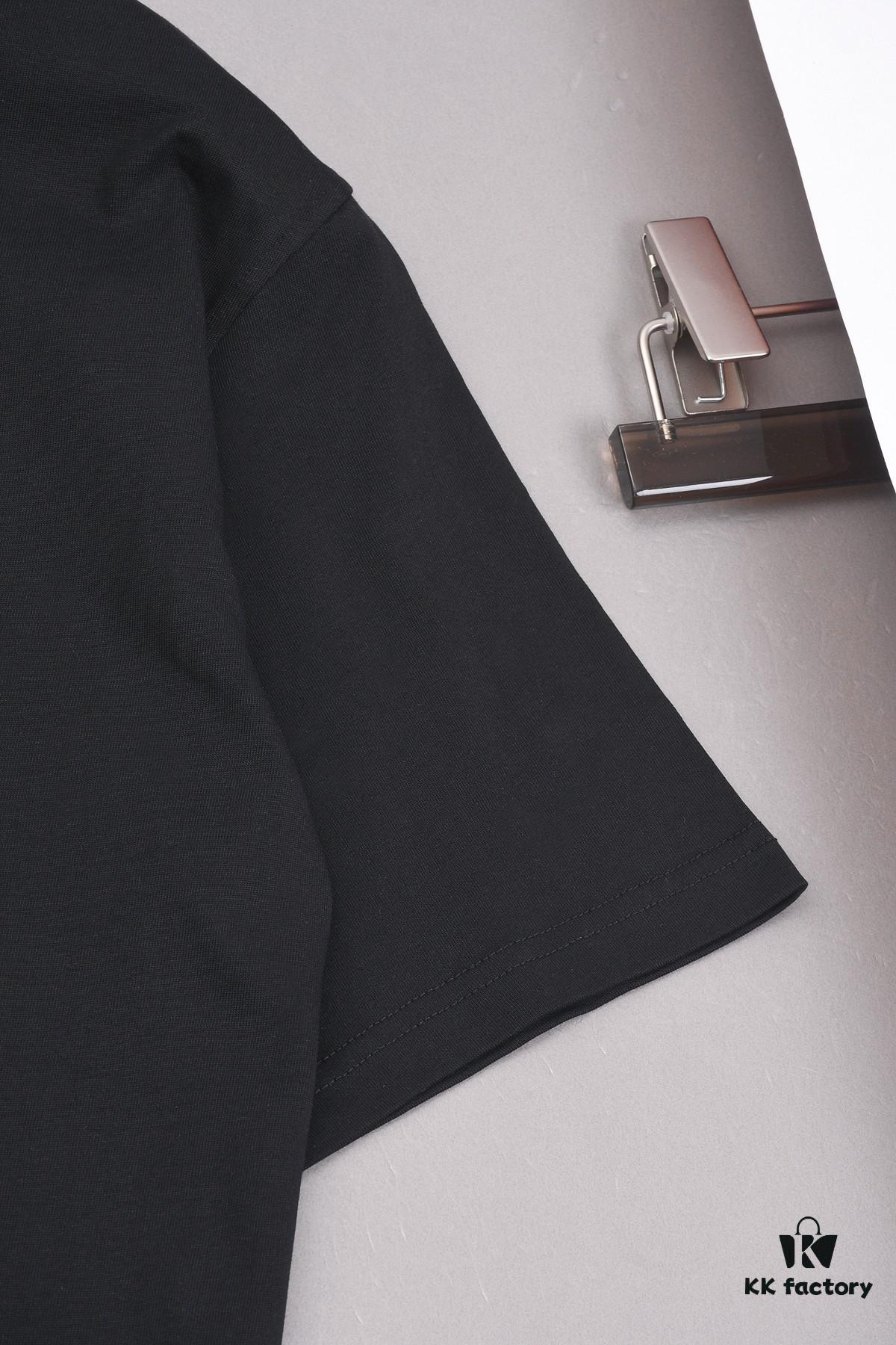 New Arrival 25S Celine Flocked Letter T-Shirt, Pre-washed Cotton Fabric, Soft and Skin-friendly, Unisex Loose Fit