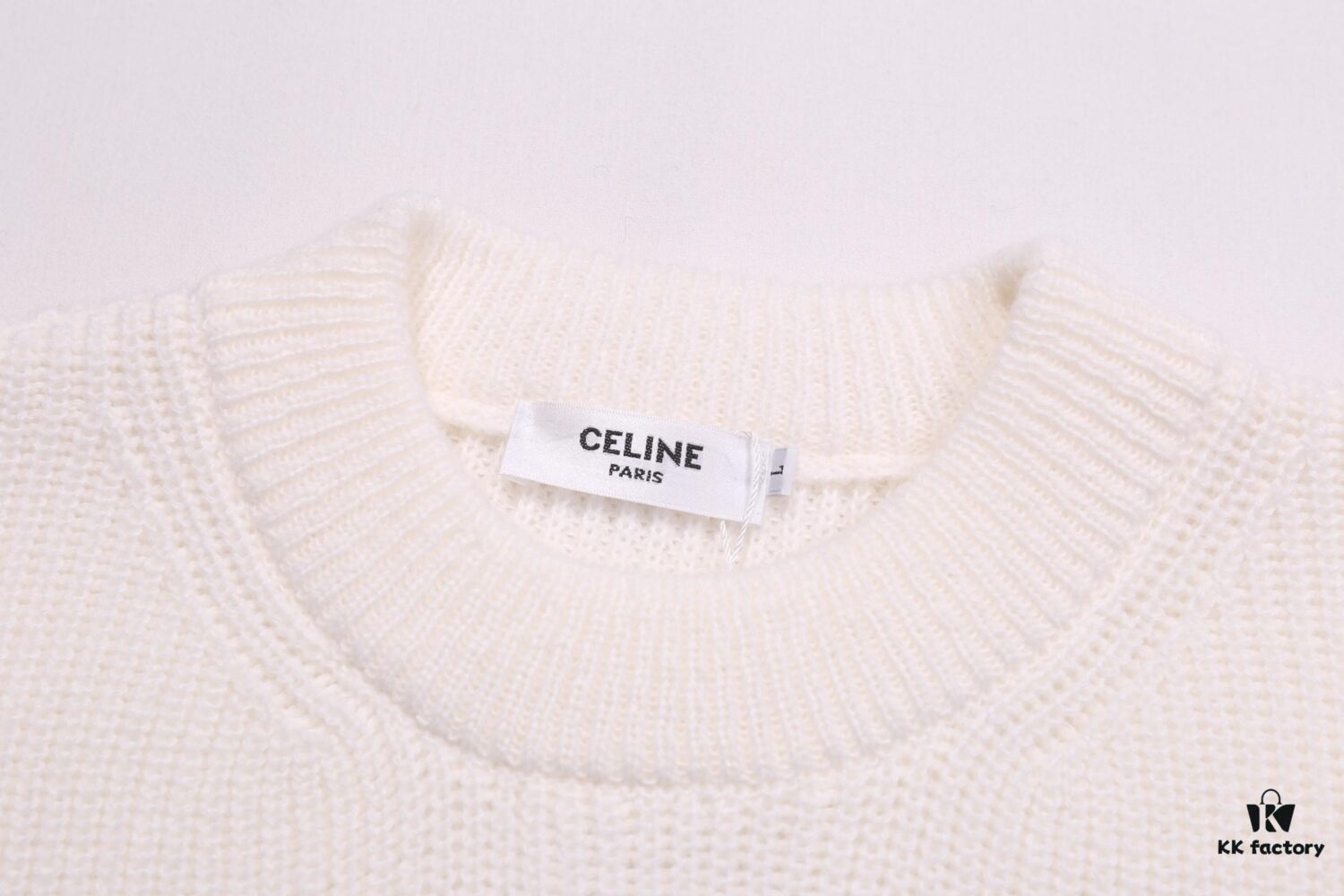 Celine Embroidered Letter Round Neck Wool Sweater
