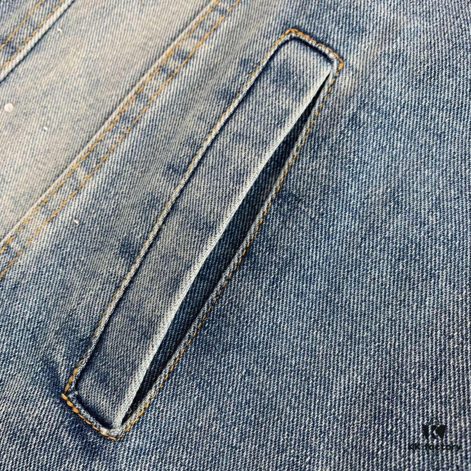 New CHANEL-Inspired FW Star-Studded Rhinestone Embroidered Distressed Denim Jacket for Men and Women