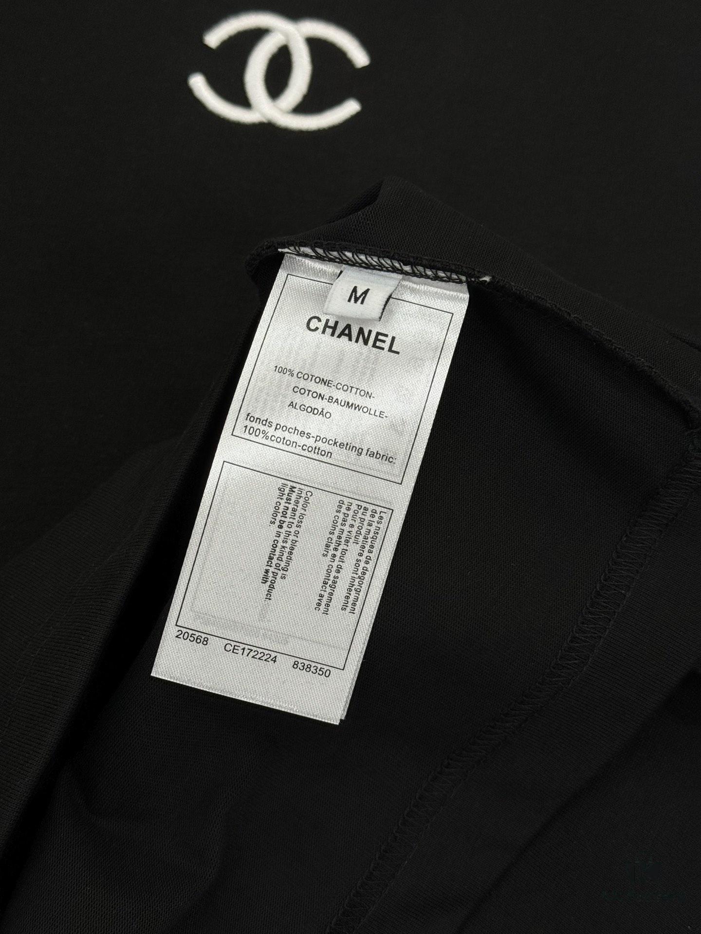 CHANEL 25s New Arrival Designer T-Shirt, Unisex Limited Edition – Classic Embroidery, Premium 280g 40s Double-Yarn Smooth Cotton Fabric, Soft and Comfortable