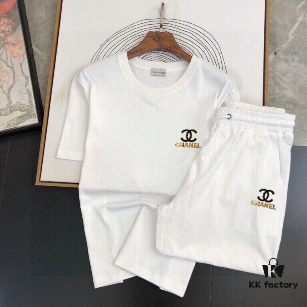 CHANEL Chanel 2025 New Men's Short Sleeve T-Shirt and Shorts Set! Official Website Synchronized Sales! High-End Version Available on Market! Exquisite Soft Touch for Ultimate Comfort! Excellent Three-Dimensional Tailoring and Silhouette!