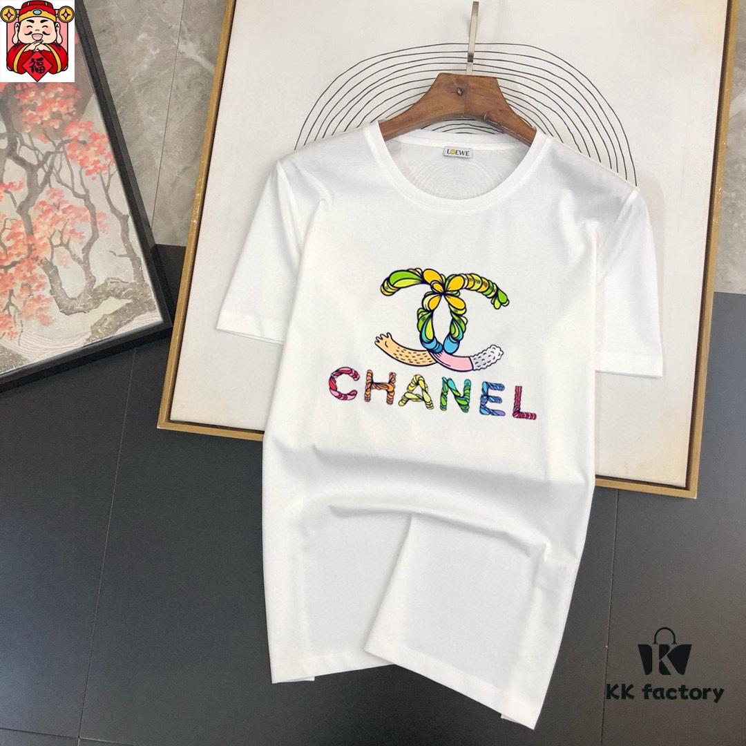 CHANEL (Plus-Size Friendly) Original Men's Casual Short-Sleeve T-Shirt, 2025 Spring/Summer New Arrival, Premium Custom Logo Design, Imported Silk-Cotton Fabric, Stylish and Versatile