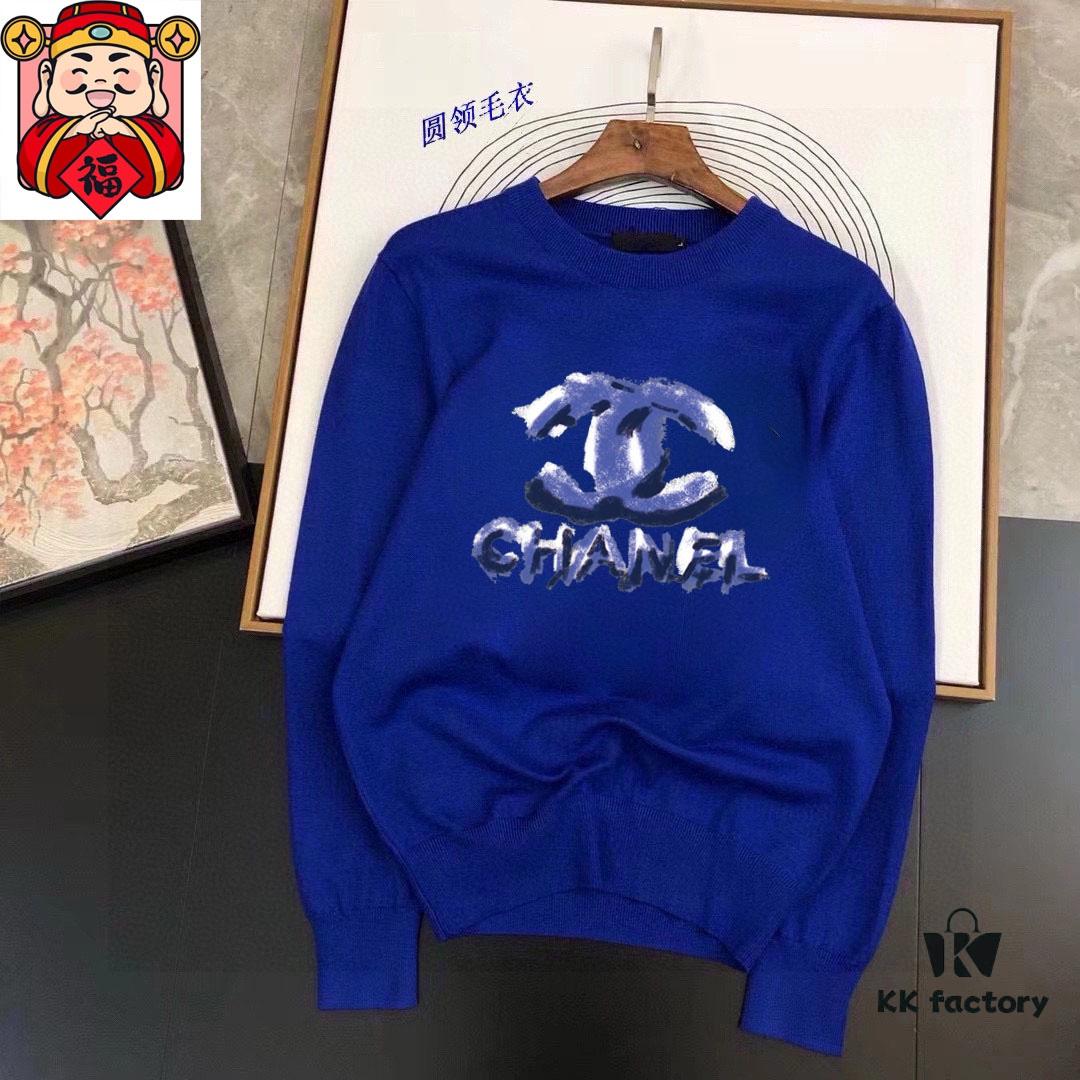 CHANEL Fall/Winter Classic Round-Neck Pullover Wool Sweater, 2025 Newest Release, Perfect Proportion, Slim-Fit Soft Cashmere-Like Wool Blend