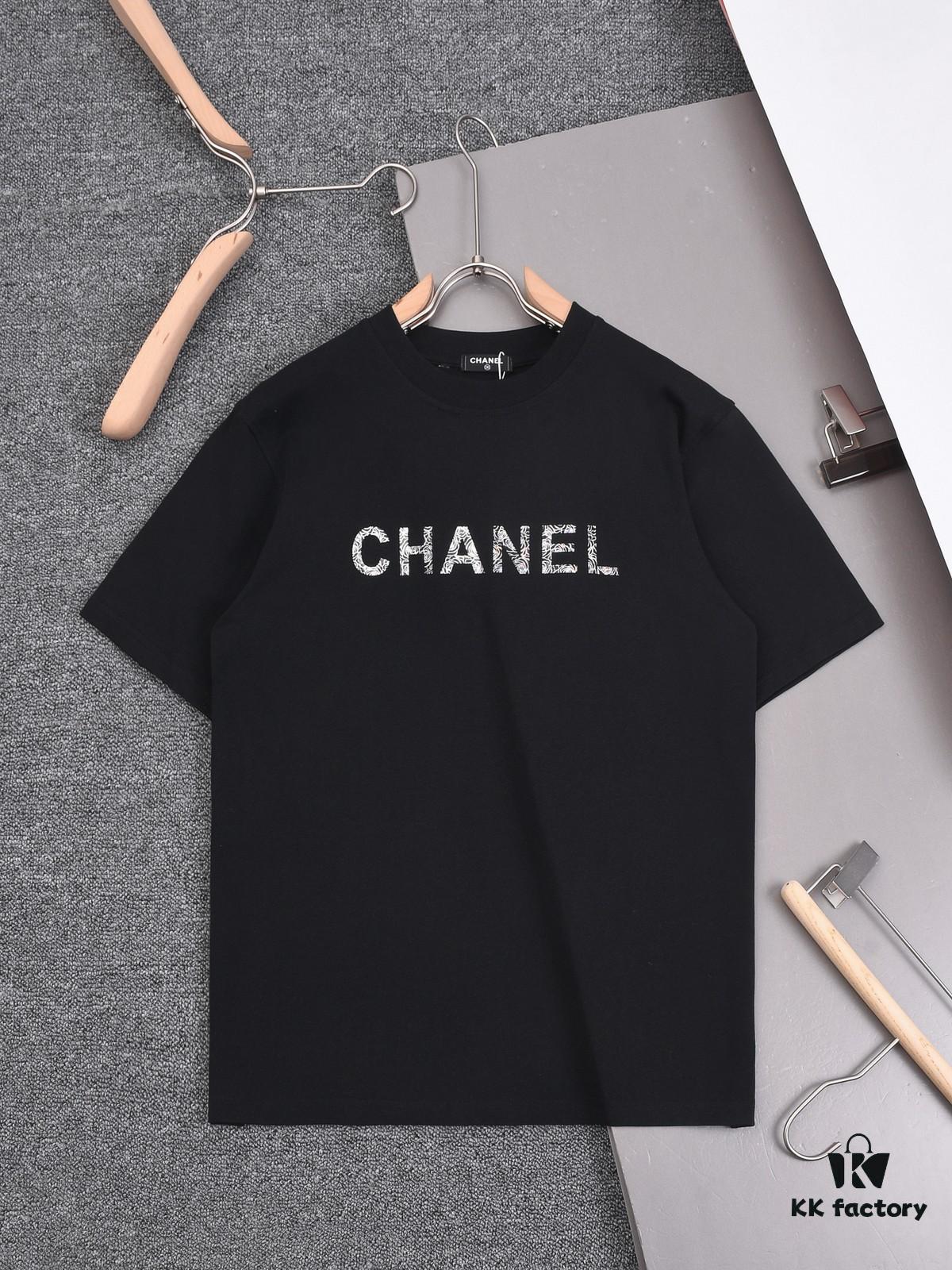 New Arrival 25S Chanel Camellia Letter T-Shirt, Premium Cotton Washed Fabric, Unisex Loose Fit Fashion Style