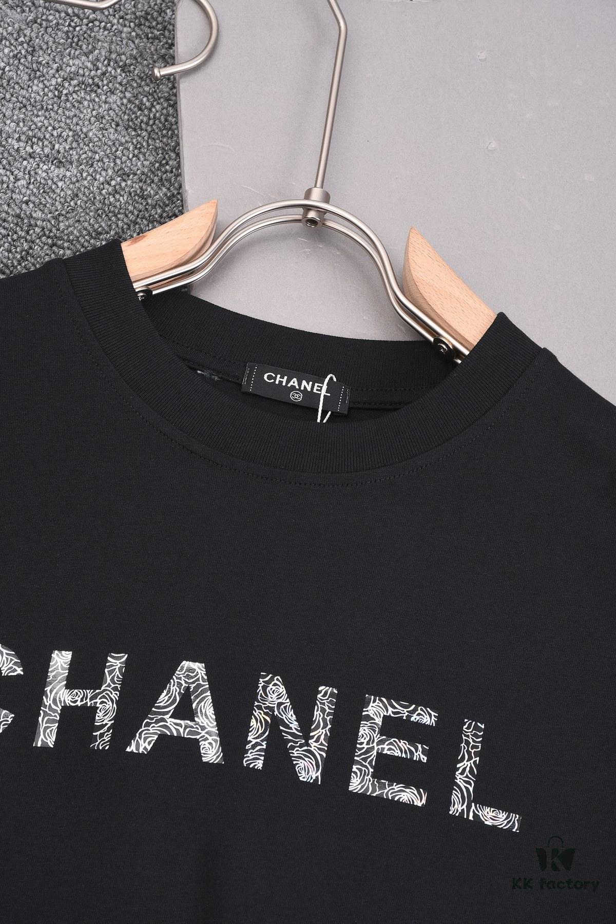 New Arrival 25S Chanel Camellia Letter T-Shirt, Premium Cotton Washed Fabric, Unisex Loose Fit Fashion Style
