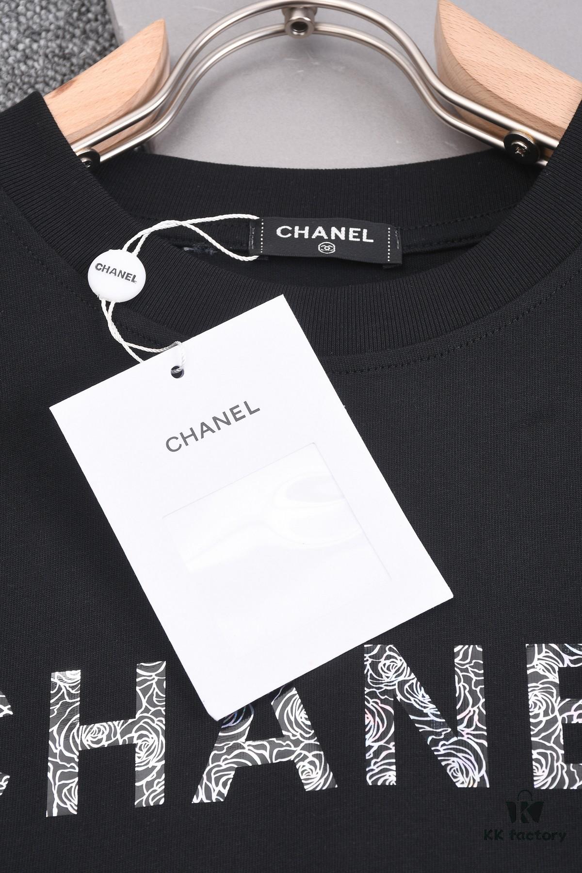 New Arrival 25S Chanel Camellia Letter T-Shirt, Premium Cotton Washed Fabric, Unisex Loose Fit Fashion Style