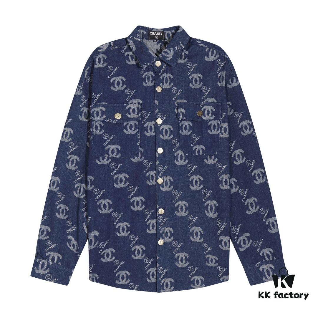 Chanel Spring/Summer 2024 New Denim Jacket with Heavy Embellished Raw Edges and Padded Shoulders, Preppy Style Casual Jacket
