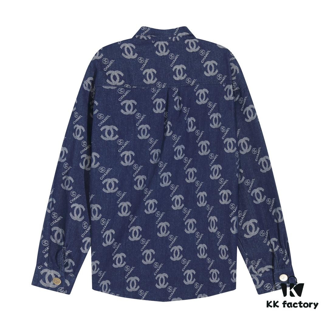 Chanel Spring/Summer 2024 New Denim Jacket with Heavy Embellished Raw Edges and Padded Shoulders, Preppy Style Casual Jacket