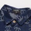 Chanel Spring/Summer 2024 New Denim Jacket with Heavy Embellished Raw Edges and Padded Shoulders, Preppy Style Casual Jacket