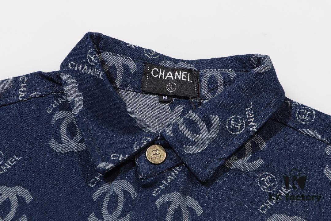 Chanel Spring/Summer 2024 New Denim Jacket with Heavy Embellished Raw Edges and Padded Shoulders, Preppy Style Casual Jacket