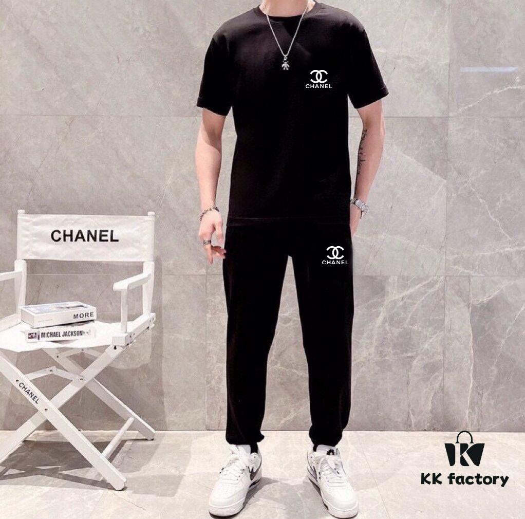 CHANEL Men's Summer High-Quality Double-Mercerized Cotton Suit Set, Imported Premium Fabric, Fashion Trend Style, Simple and Elegant Design
