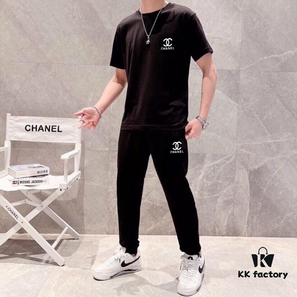 CHANEL Men's Summer High-Quality Double-Mercerized Cotton Suit Set, Imported Premium Fabric, Fashion Trend Style, Simple and Elegant Design
