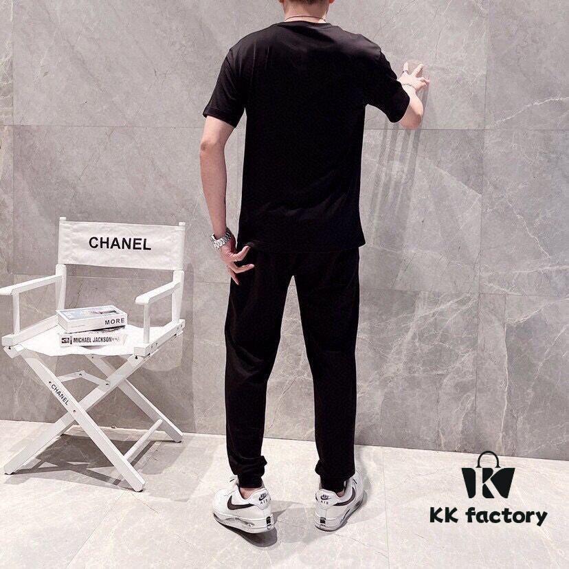 CHANEL Men's Summer High-Quality Double-Mercerized Cotton Suit Set, Imported Premium Fabric, Fashion Trend Style, Simple and Elegant Design