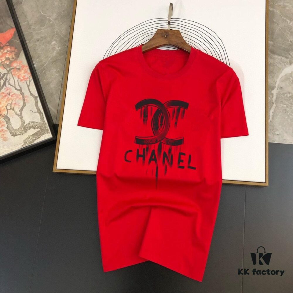 CHANEL Original Men's Casual Short-Sleeve T-Shirt, 2025 Spring/Summer New Arrival, Premium Logo Craftsmanship, High-End Silky Cotton Fabric, Stylish and Versatile Design