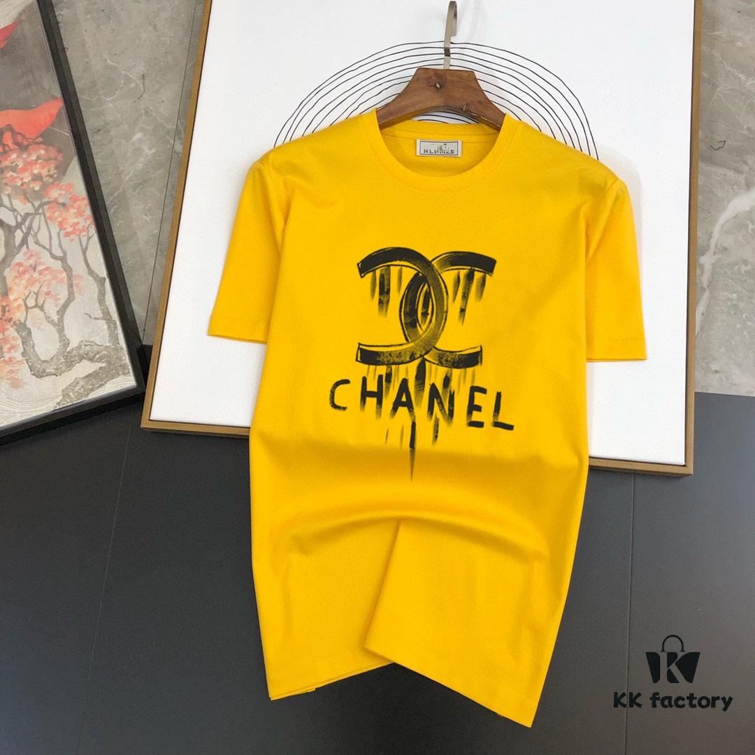 CHANEL Original Men's Casual Short-Sleeve T-Shirt, 2025 Spring/Summer New Arrival, Premium Logo Craftsmanship, High-End Silky Cotton Fabric, Stylish and Versatile Design