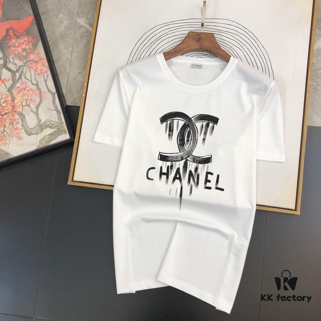 CHANEL Original Men's Casual Short-Sleeve T-Shirt, 2025 Spring/Summer New Arrival, Premium Logo Craftsmanship, High-End Silky Cotton Fabric, Stylish and Versatile Design
