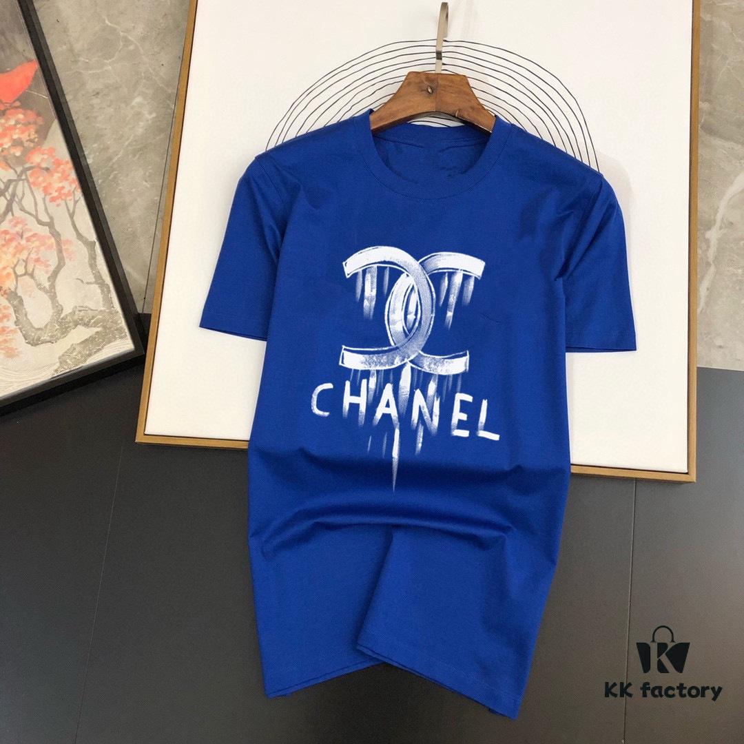 CHANEL Original Men's Casual Short-Sleeve T-Shirt, 2025 Spring/Summer New Arrival, Premium Logo Craftsmanship, High-End Silky Cotton Fabric, Stylish and Versatile Design