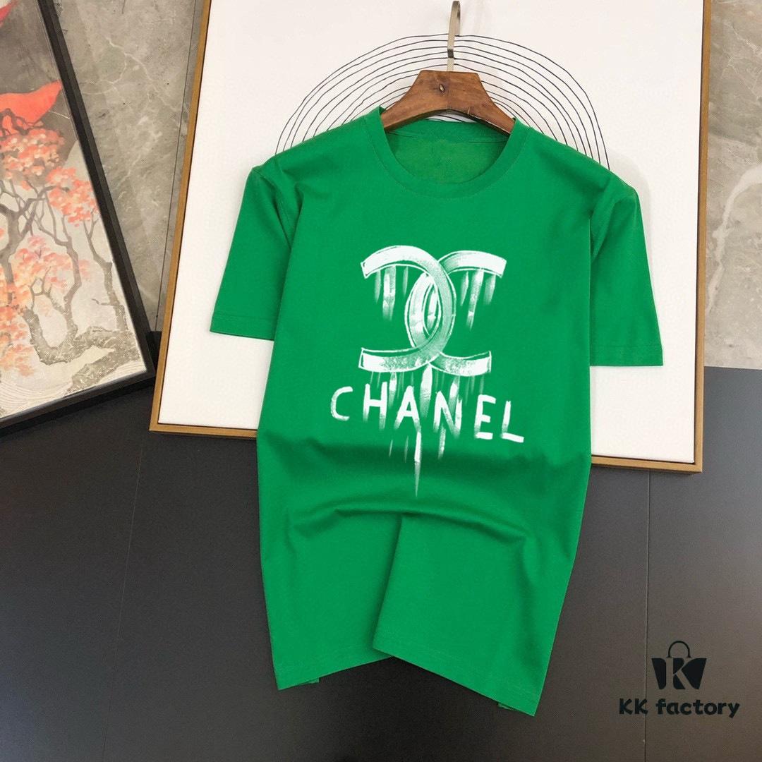 CHANEL Original Men's Casual Short-Sleeve T-Shirt, 2025 Spring/Summer New Arrival, Premium Logo Craftsmanship, High-End Silky Cotton Fabric, Stylish and Versatile Design