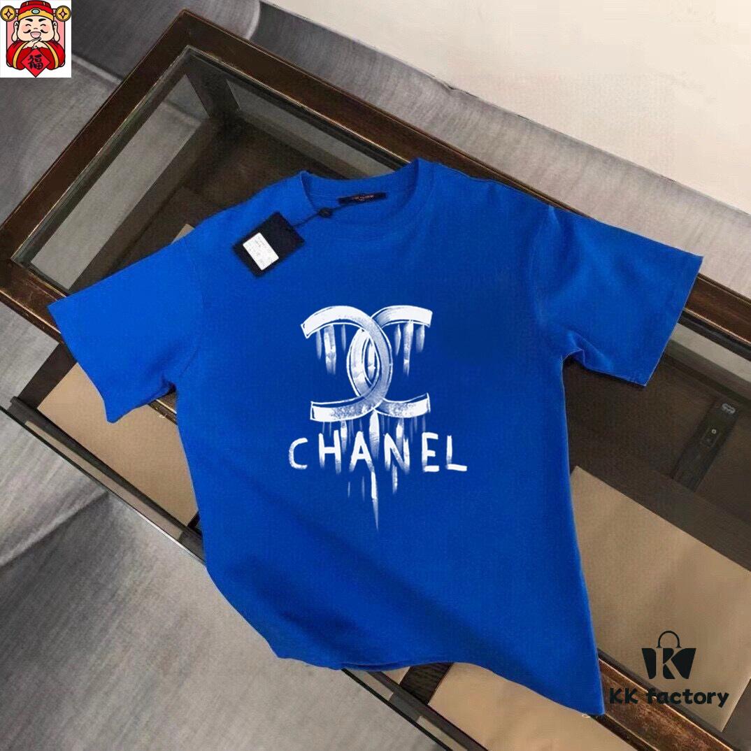 CHANEL Men's Casual Short-Sleeve T-Shirt, 2025 Spring/Summer New Arrival, Premium Logo Embroidery, Imported Silk-Cotton Fabric, Slim Fit Design, Stylish and Versatile