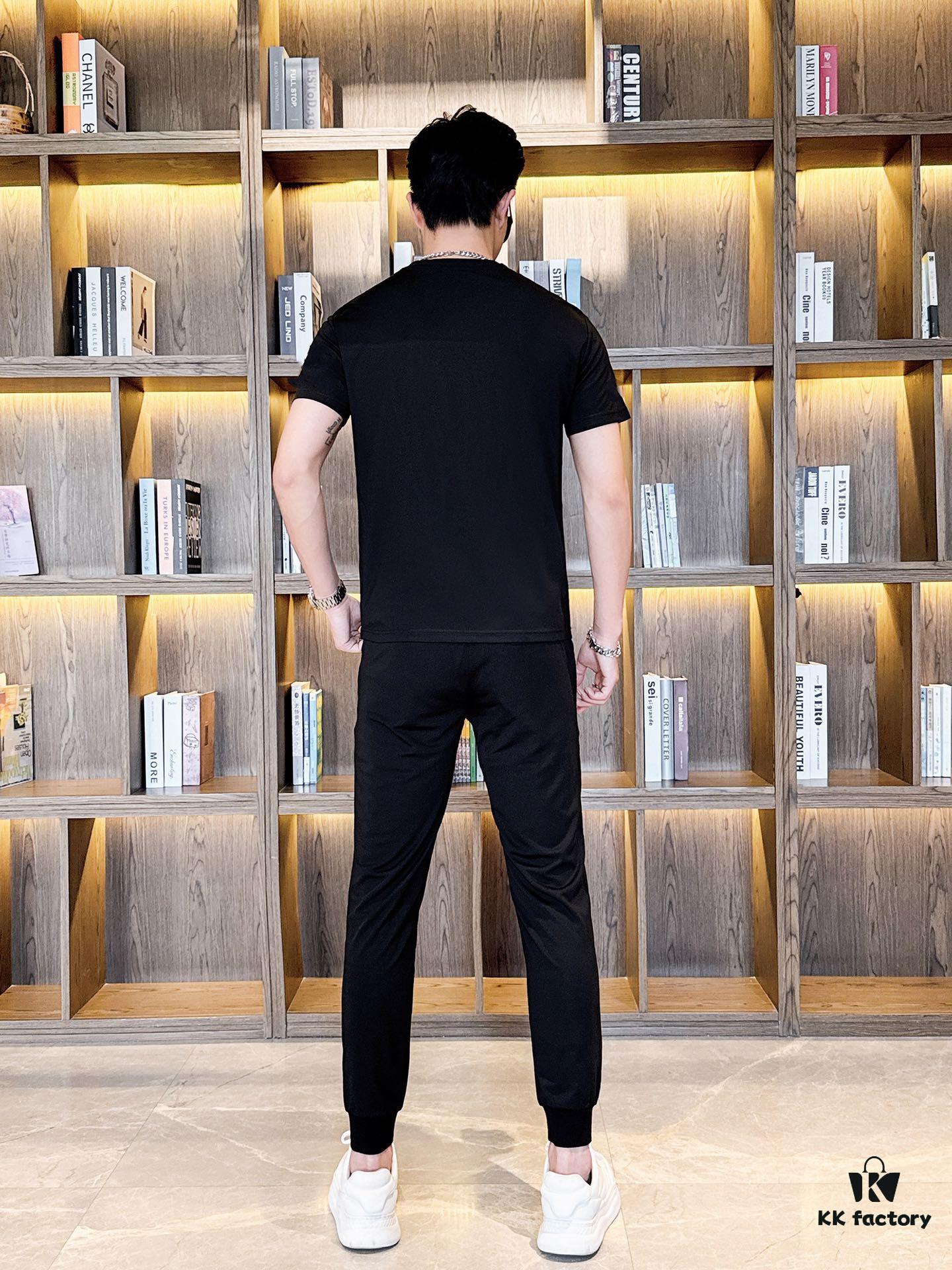 CHANEL Men's Summer High-Quality Double-Mercerized Cotton Suit Set, Imported Premium Fabric, Stylish and Versatile Design