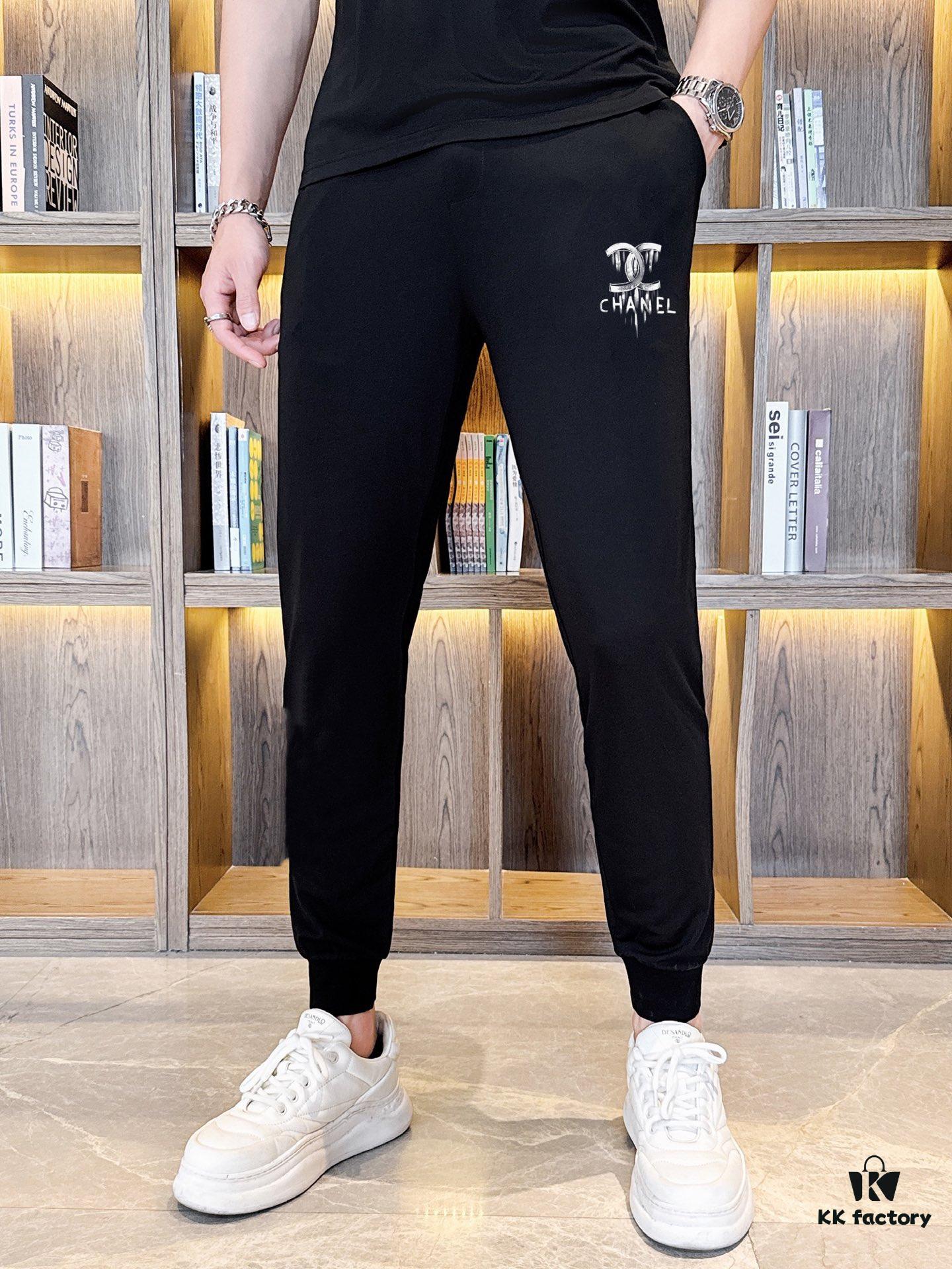 CHANEL Men's Summer High-Quality Double-Mercerized Cotton Suit Set, Imported Premium Fabric, Stylish and Versatile Design