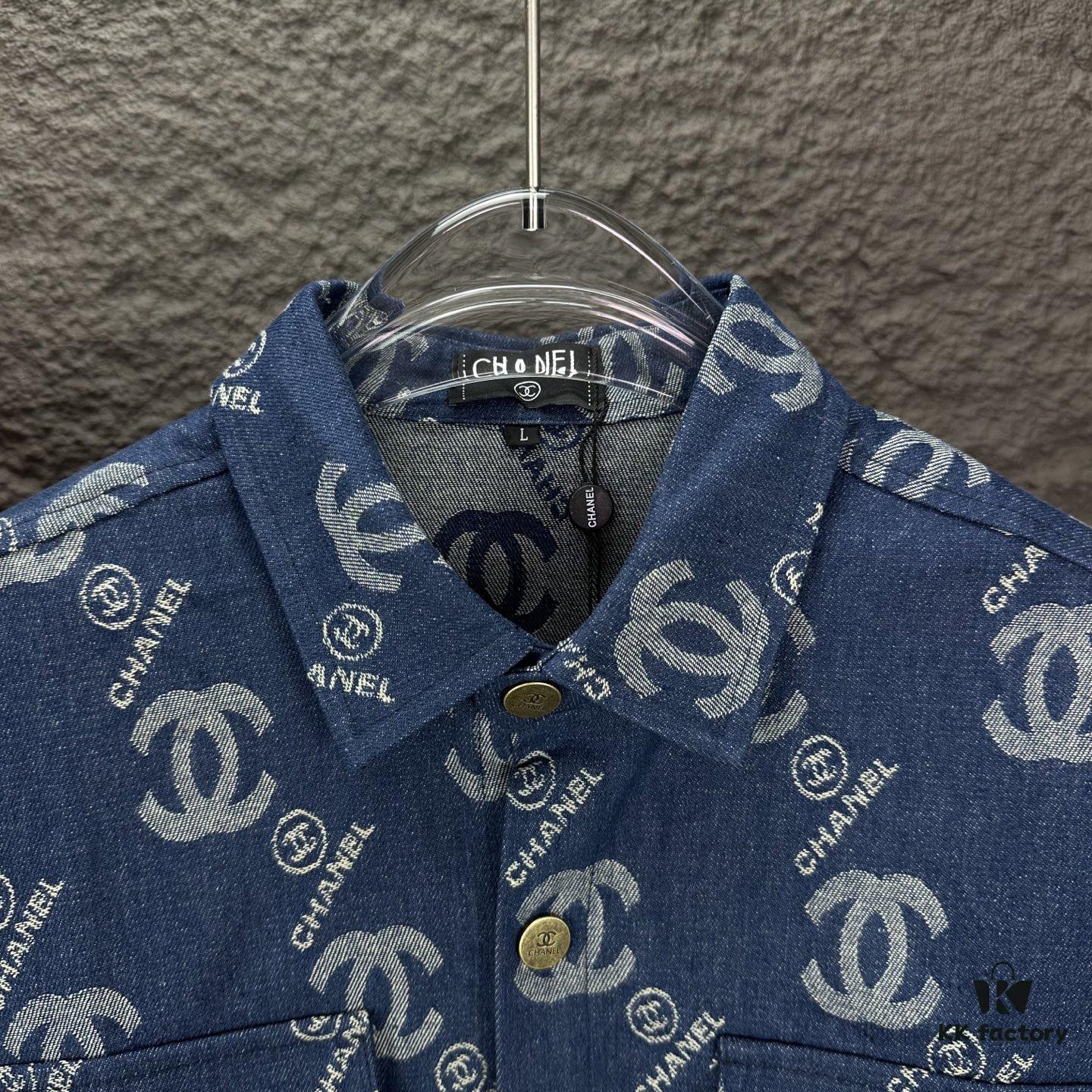 Chanel 2025 New Arrival All-Over Logo Washed Denim Jacket for Couples