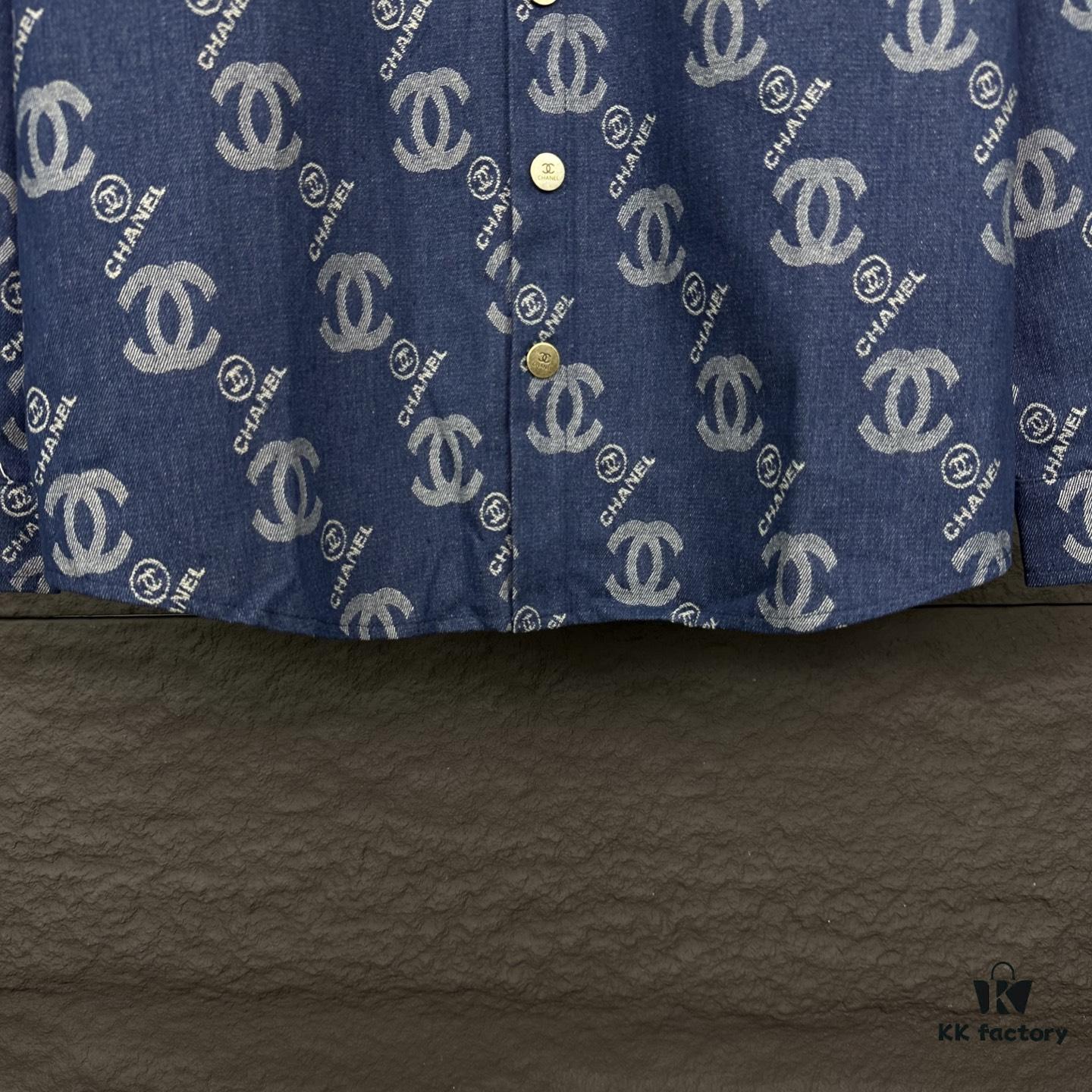 Chanel 2025 New Arrival All-Over Logo Washed Denim Jacket for Couples